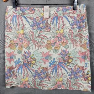 Talbots Skirt Womens Size 10P Pink Floral Parrots Side Zip Lined NWT